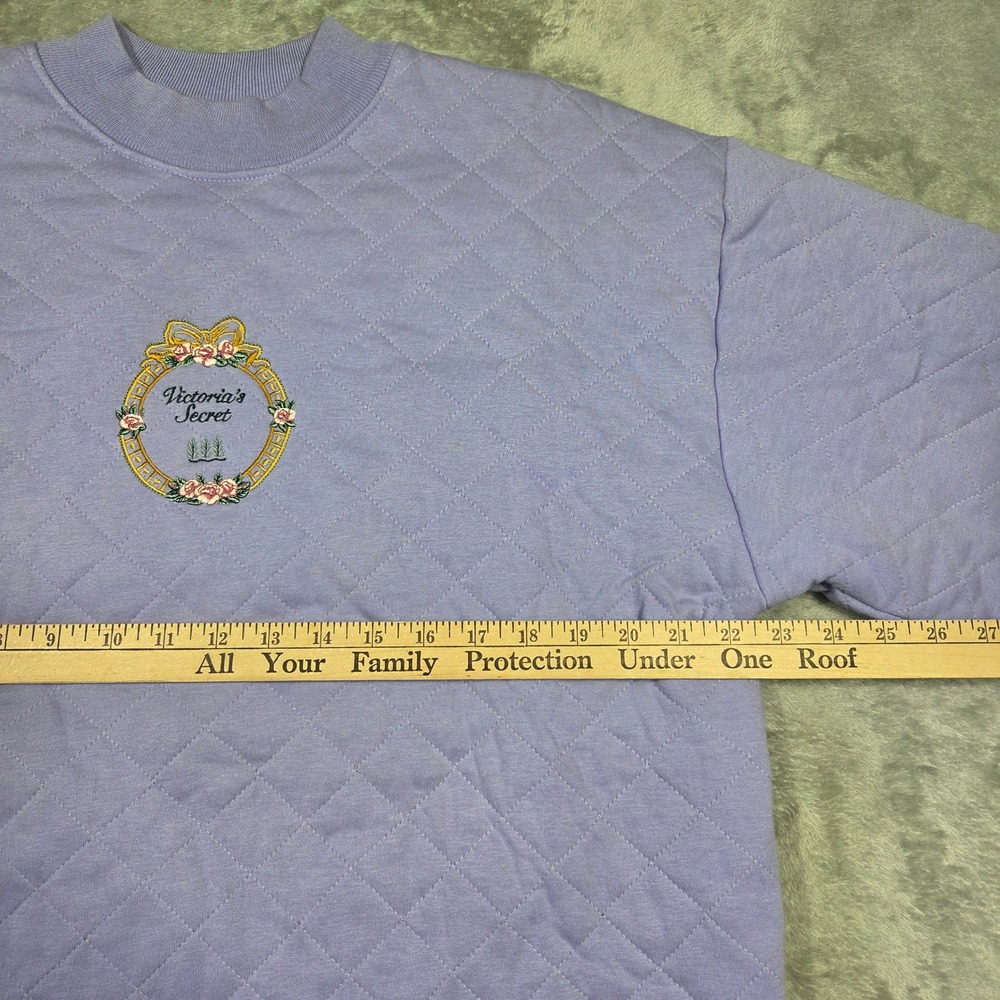 Vintage Victorias Secret Quilted Pullover Top Sweatshirt Embroidered Retro Chic - Picture 2 of 6